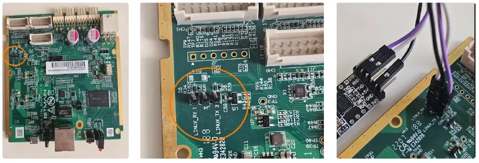 UART connector on the board
