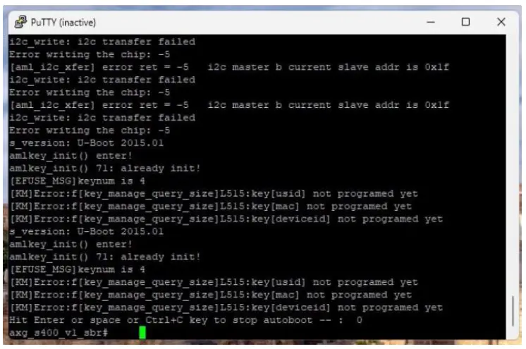 PuTTY terminal window